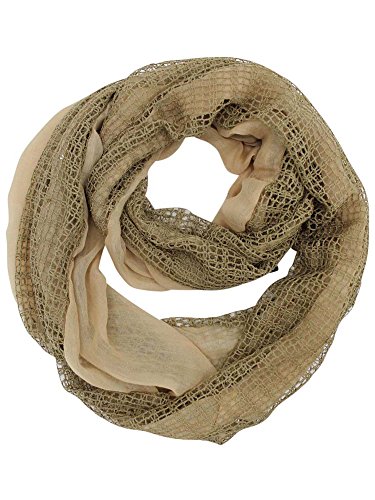 Beige Dual Layered Infinity Scarf With Sequins