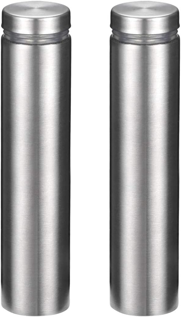 sourcing map 3/4 Dia x 3-1/8"(19x80mm) Standoff Screws Wall Mount Sign Holders Acrylic Glass Nails 2pcs, Silver, 19mmx80mm