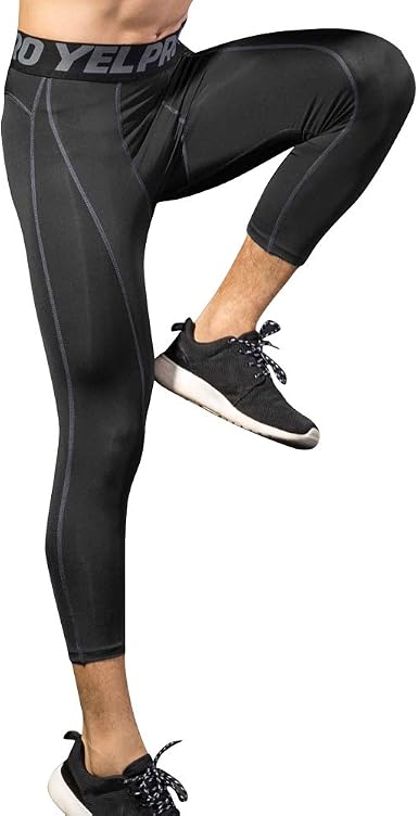 yoga aderenti sportivi allenamento a compressione per corsa TSLA Pantaloni  da corsa a 3/4 da uomo Uomo Abbigliamento outlookplanningdevelopment.com.au