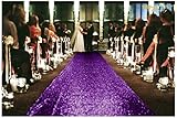 ShinyBeauty Aisle Runner Tape-Purple-4FTX15FT,Shimmer Sequin Fabric Wedding Floor Runner,Glitter Carpert Runner(Purple)