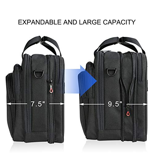 KROSER Laptop Bag Premium Computer Briefcase Fits Up to 17.3 Inch Laptop Expandable Water-Repellent Shoulder Messenger Bag for Travel/Business/Men/Women-Black