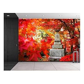 Japanese Statue on a Japanese Garden - Wall Mural, Removable Sticker, Home Decor - 66x96 inches