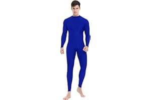 speerise Mens Spandex Bodysuit Long Sleeve Unitard Zipper Dance Leotard Bodysuit for Men Costume
