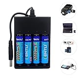 KENTLI CHU4 USB Charger with 4 x 1.5v 3000mWh lithium li-polymer li-ion AA rechargeable batter for LED falshlight Digital camera Microphone (with 4AA batteries)