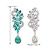 BriLove Women's Wedding Bridal Dangle Earrings Bohemian Boho Crystal Flower Chandelier Teardrop Bling Earrings Emerald Color Silver-Tone