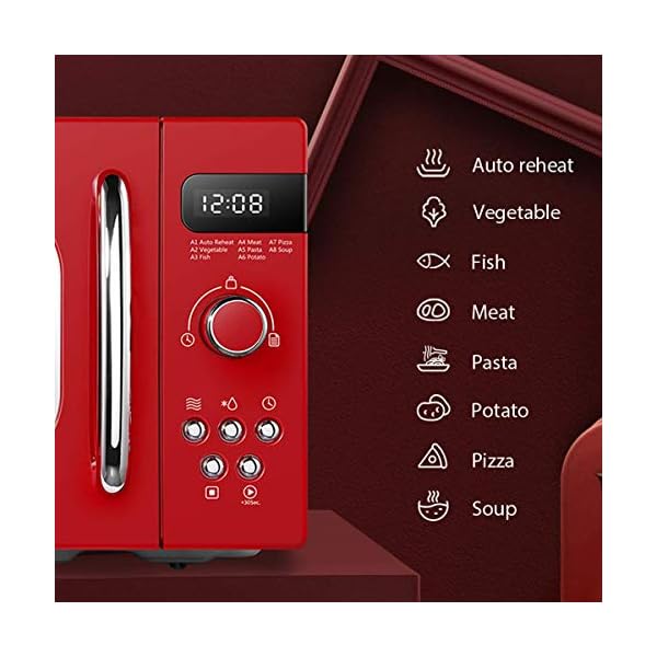 COMFEE' Retro Style 800w 20L Microwave Oven with 8 Auto Menus, 5 Cooking Power Levels, and Express Cook Button…