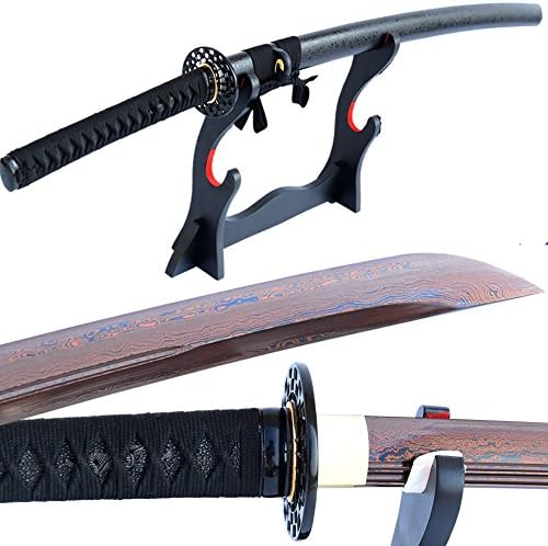 YJ COOL Red Blade Unokubitsukuri Sword Katana Folded Steel Sharp Real