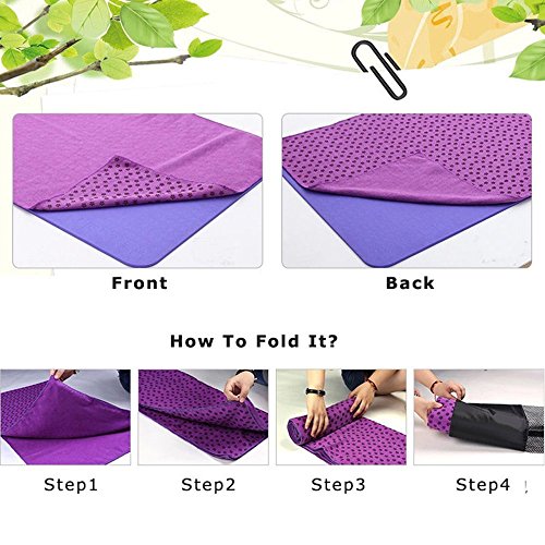 Zuozee Hot Yoga Towel Non Slip,Sport Towel Absorbent,Travel Towel Microfiber,Goyoga Yoga Mat Cover for Workout Exercise Fitness Pilates Picnic Leisure,Free Headband & Mesh Bag Included