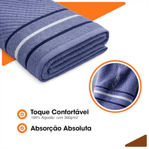 Toalha Banho Gigante Algodão Luxo Macia Alta Absorção Felpuda Premium Fio Penteado Hotel Spa Cor Azul
