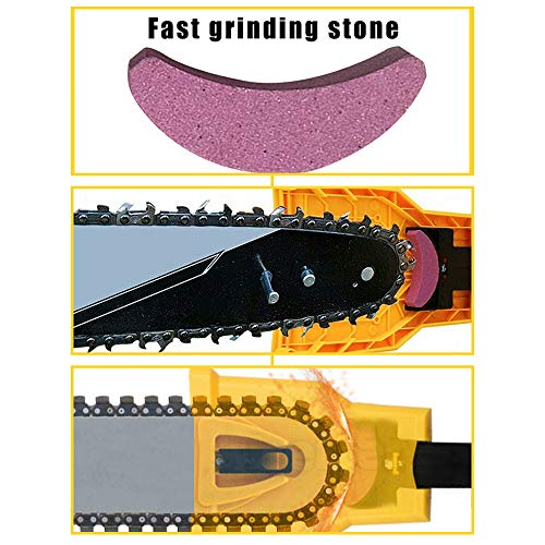 MAXZONE Chainsaw Sharpener, Chainsaw Teeth Sharpener Fast Sharping Stone Grinder Tools Chain Saw Blade Sharpener Fit 14/16/18/20 Inch Two Holes Chain Saw Bar with Extra Whetstones - Thumbnail 2