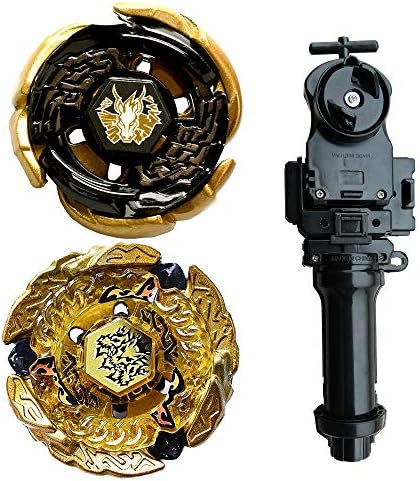 HOUCHEN Bey Battling Blades Meteo L-Drago Metal Fusion BB99 Hell Kerbecs BD145DS and Metal Fusion L-Drago Poison Serpent Gold Galaxy Pegasus/Pegasis Black Hole Sun B2G with Black Launcher+Grip
