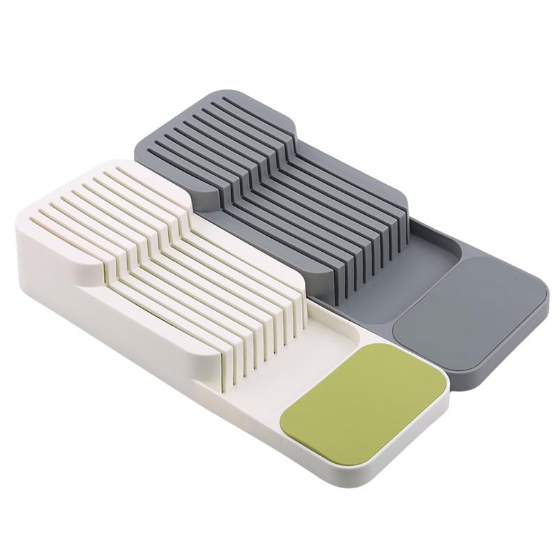 Organizador de Facas para Gaveta de Armário de Cozinha Com Base de apoio até 9 Facas suporta (BRANCO)