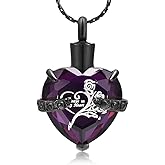 constantlife Crystal Heart Shape Cremation Jewelry Memorial Urn Necklace for Ashes, Stainless Steel Ash Holder Pendant Keepsake with Gift Box Charms Accessories for Women