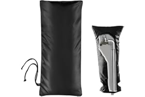 Backflow Insulation Cover 20" H x 8" W, Homsky Outdoor Faucet Cover for Winter, Outside Garden Faucet Socks for Winter Freeze Protection, Reusable Thicker Waterproof Insulated Spigot Cover, Black