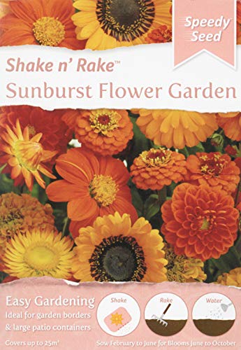 Sunburst Garden Yellow & Orange Flower Seed Mix/Shake n’ Rake/Covers up to 25 sq m/for pollinators, Butterfly & bee 2022