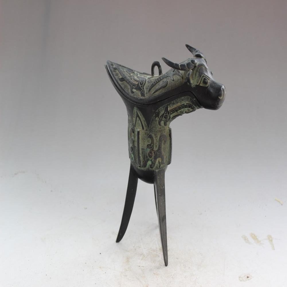 PENG Antique antique bronze tin ornaments horn cup triangular cup glass jug home office decoration
