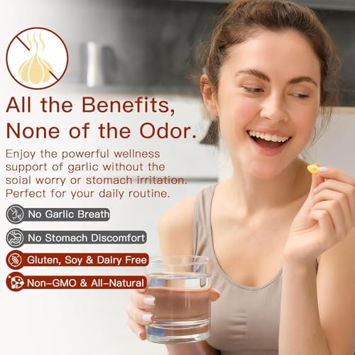 Aged Garlic Extract Capsules 7500mg Odorless – 300 Count Aged Garlic Supplement for Immune Support，Organic, Non-GMO, Vegetarian Softgels(1 PCS)