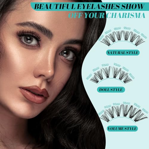 Lash Clusters Kit, 320PCS DIY Lash Extensions 40D, 9-16mm Mixed Length | 320PCS Lash Clusters Kit, 9-16mm mixed lengths, with bond, seal, remover and applicator for natural, wispy or volume looks.