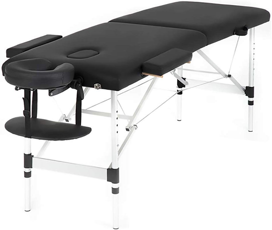 Kawachi Height Adjustable Folding Aluminium Spa Massage Bed L 186*W70*H59 to 80cm KW01-Black