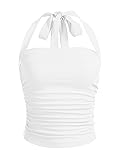 SOLY HUX Women's Ruched Halter Y2K Crop Tops Tie