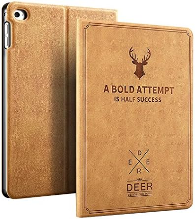 Eyotool Ipad Case for Ipade Ultra Slim Lightweight Smart Shell Shock Resistant Premium Cover—Auto Sleep/Wake Multi-angles Stand—Soft Back Cover for Apple Ipad Deer Pattern (ipad mini 4, Camel)