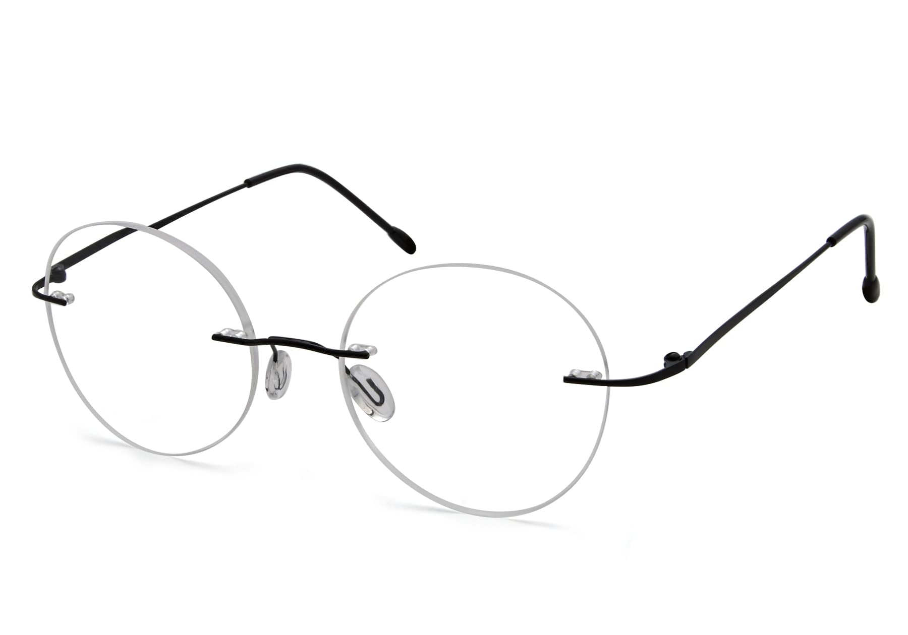 Eyekepper Frameless Reading Glasses Women - Round Rimless Readers Men Black +3.50