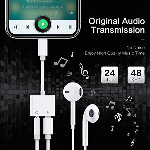 (Apple MFi Certified) Headphone Splitter Lightning to 3.5mm Jack Adapter 2 in 1 Charger Accessories Cables & Audio Connector Earphone Splitter Adaptor Compatible for iPhone Xs/XR/ 8/8 P/X / 7& All iOS - Thumbnail 5
