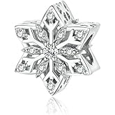 MEETCCY Mushroom 925 Sterling Silver Charms Red Enamel a Green Plant Flower Bellflower Cactus Charms Color Crystal Spacer Beads for Charm Bracelet (Snowflake Charm Beads)