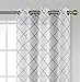 MIUCO White Sheer Curtains Embroidery Trellis Design Grommet Curtains 95 Inches Long for French Doors 2 Panels (2 x 37 Wide x 95