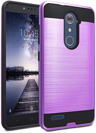 ZTE Z Max Pro Case, ZTE Imperial Max Case, ZTE Grand X Max 2 Case, Hasting Dual Layer Slim Fit Shockproof Brushed Finish Texture Hybrid Drop Protection Case Cover for ZTE Zmax Pro (Purple)