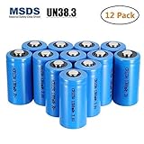 Bingogous CR123A Lithium Battery 3V 1300mAh with PTC Protection Leak Resistant Non-Rechargeable CR123A Batteries for Flashlight Clock Light Meter Toys Torch (12-Pack)
