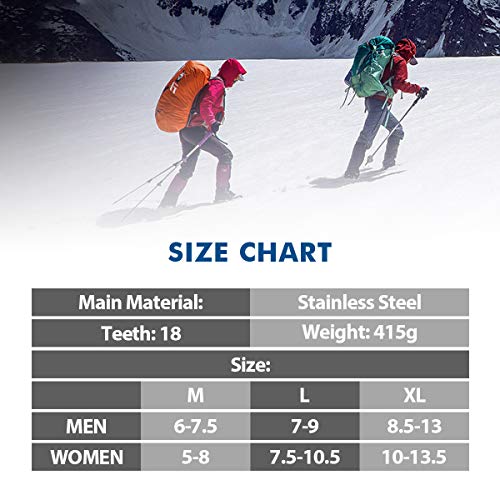 image for ROCONTRIP Traction Cleats Ice Snow Grips Anti Slip Stainless Steel Spi