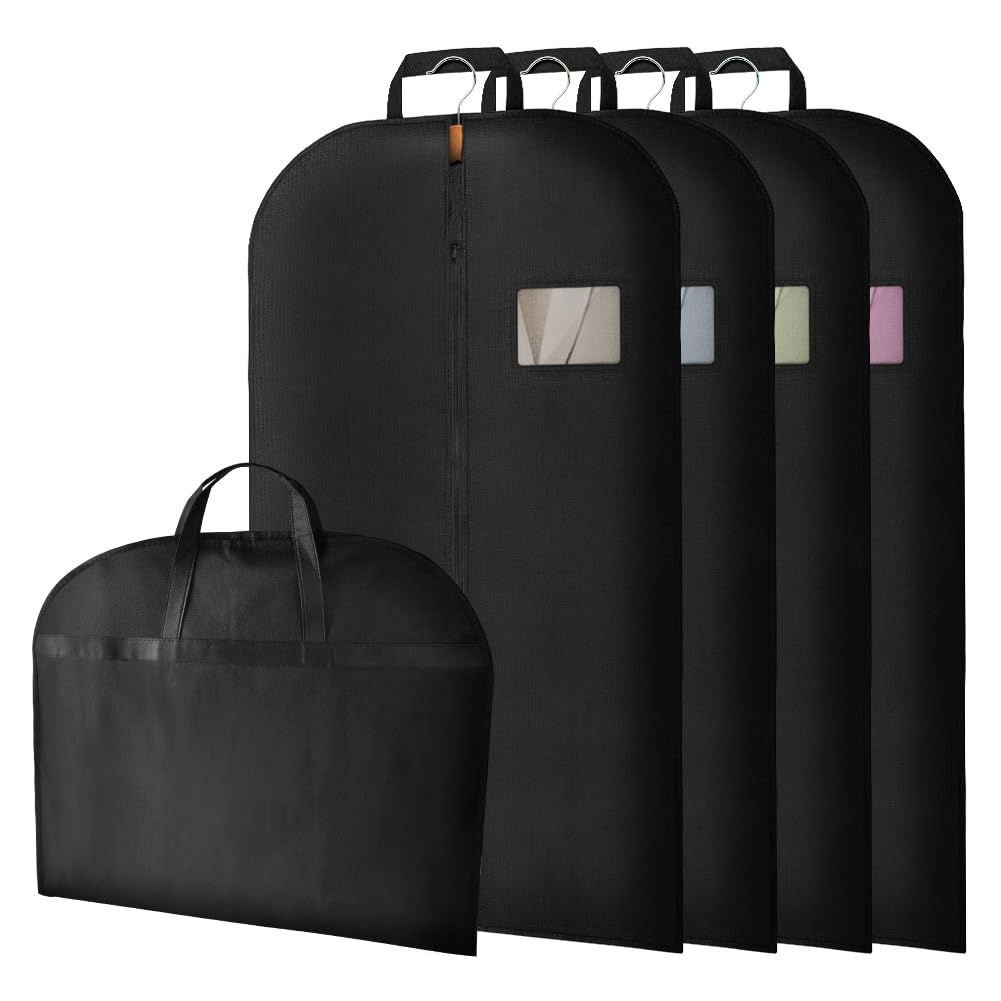 Vicloon 4PCS Garment Bags, Clothes Cover Set Waterproof Dustproof With Zipper, Suit Covers for Men Breathable Protector for Clothes/Suits/Shirts/Gowns/Dresses 60 * 100cm