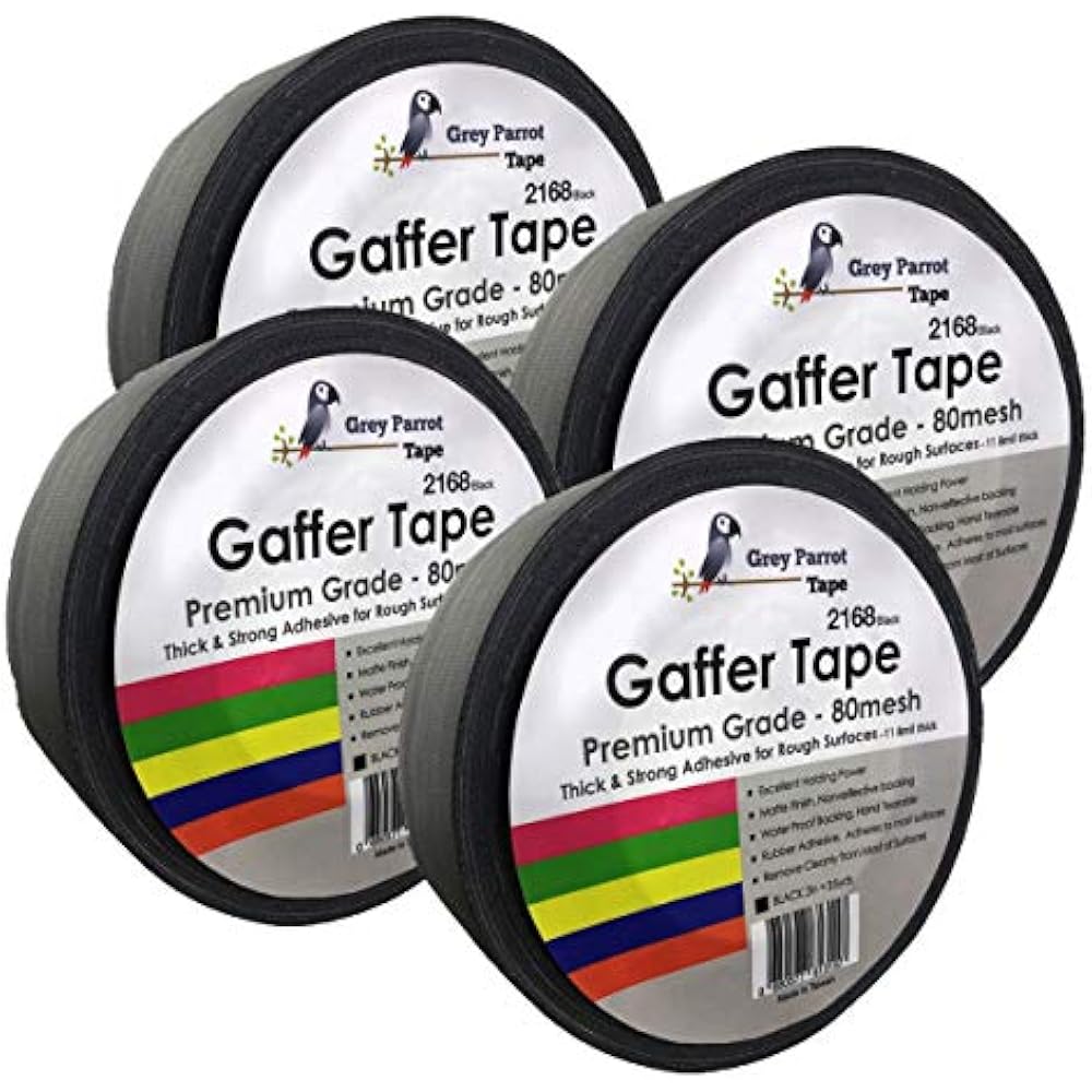 GreyParrot Gaffer Tape Black, Heavy Duty, Matt Cloth Fabric, 11.8mil