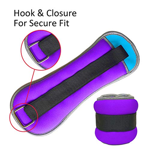 Vaupan Ankle/Wrist Weights, Small Leg Arm Hand Cuff Weights for Women Men Kids, Exercise Equipment with Adjustable Straps for Fitness Gym Dancing Walking Jogging Gymnastics Aerobics (1 Pair, 1lb 2lb) - Thumbnail 2