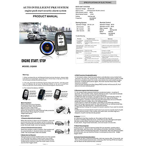 3T6B Updated Version Passive Keyless Entry Immobilizer System PKE Engine Starter Auto Central Lock Push Button Vehicles Start/Stop Kit Safe Lock with 2 Smart Key - Thumbnail 6