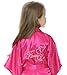 Joytton Girl's Satin Kimono Robe with Embroidered Flower Girl(8,Fuchsia)