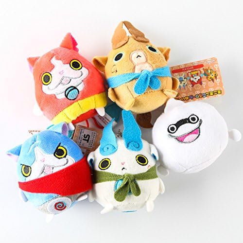 Animation Cute Yo-kai Watch Youkai Watch Soft Plush Keychain Pendant Doll Toy 5 piece/set