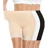 Yeblues 3 Pack Lace Slip Shorts for Under Dresses Women Smooth Anti-chafing Boyshorts Seamless Underwear Safety Shorts