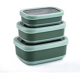 Lille Home Leak Proof Steel Food Containers - Snack Stainless Steel Containers - Ideal for Educational Settings & Daycare - Nesting Trio with Silicone Lids - 47oz+30oz+16oz - Dark Blue