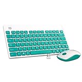 Keyboard and Mouse Combo, Foxcesd 2.4GHz Ultra Compact Wireless Whisper-Quiet Portable Keyboard / Mouse Combo No Laser Light Mouse With 2-in-1 Nano Receiver for PC and Mac (Green)