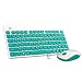 Keyboard and Mouse Combo, Foxcesd 2.4GHz Ultra Compact Wireless Whisper-Quiet Portable Keyboard / Mouse Combo No Laser Light Mouse With 2-in-1 Nano Receiver for PC and Mac (Green)