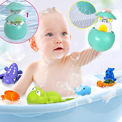 PATIFEED Bath Toys with Shower, Floating Squirt Toy, Windup Toy Soft Swimming Pool Games Water