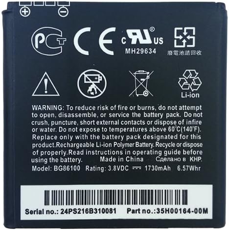 HTC BG86100 1730 mAh Replacement Battery for HTC Amaze 4G PH85110 / Evo 3D PG86100 / EVO V 4G PG86100