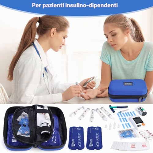 HIMDUZE TSA Approved Travel Insulin Cooler Bag Portable Diabetic Medication Cooler Bag with Temperature Display (Celsius), Refrigerated Medication Organizer with 2 Ice Packs