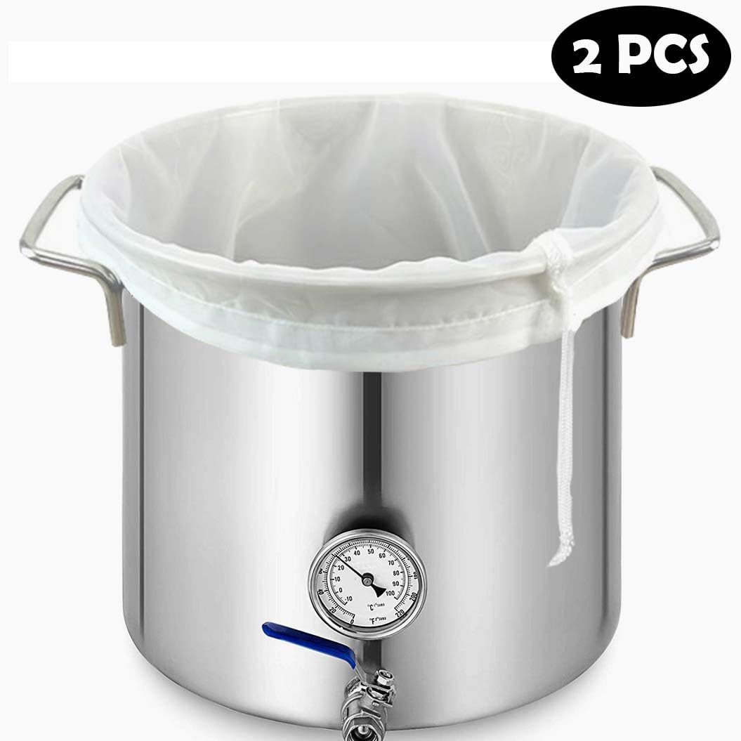 Brew in a Bag,Extra Large (26" x 22") Reusable Drawstring Straining Brew in a Bag,Fine Mesh Bag for Fruit Cider Apple Grape Wine Press Drawstring Straining Brew in a Bag (2Pack)