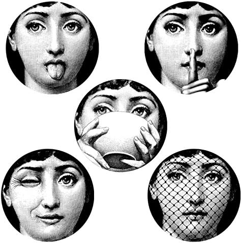 JustWalls New-2018-5 pieces Milan Italy Designer fornasetti plates pattern wallpaper separated painting wall stickers DIY wall decoration