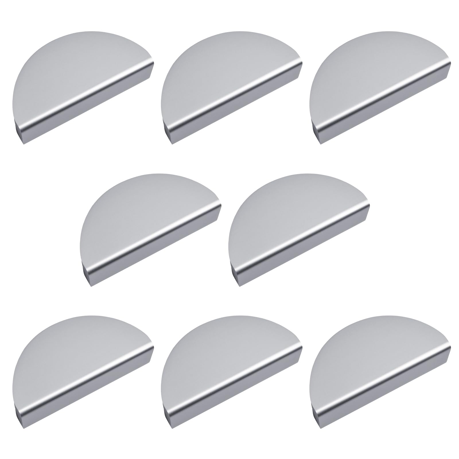 INCREWAY 8PCS Half Moon Drawer Pulls Aluminum Alloy Cabinet Pulls Semicircle Knobs Decorative Door Knobs (Silver Gray)