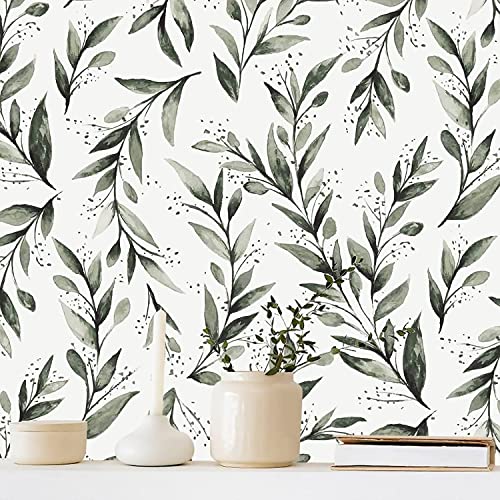 Erfoni Green Leaf Contact Paper Floral Wallpaper Peel and Stick