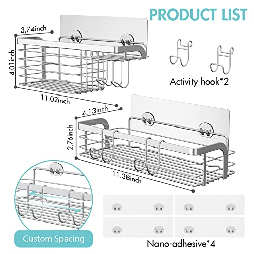 CABALAY Shower Caddy Basket Shelf 2Pack with Soap Dish and Hooks,Wall